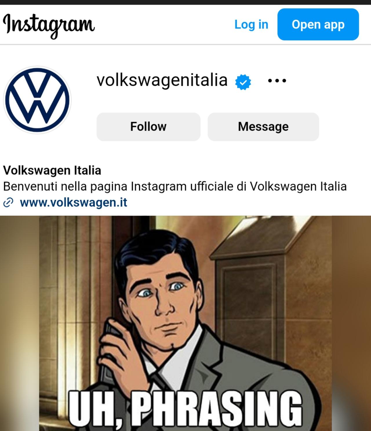 Watch your tongue, Volkswagen! 8-21-2023 volkwagenitalia uh phrasing dank memes